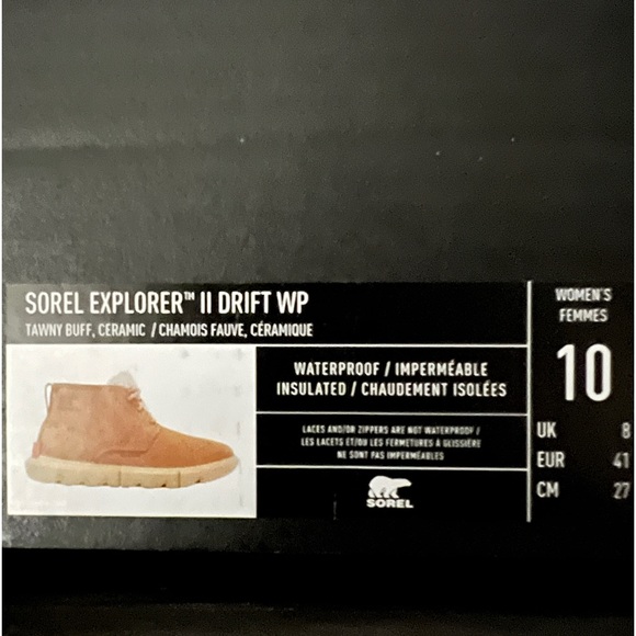 SOREL Women Explorer II Drift Waterproof Suede Ankle Boots Tawny Buff, Ceramic - Picture 14 of 14